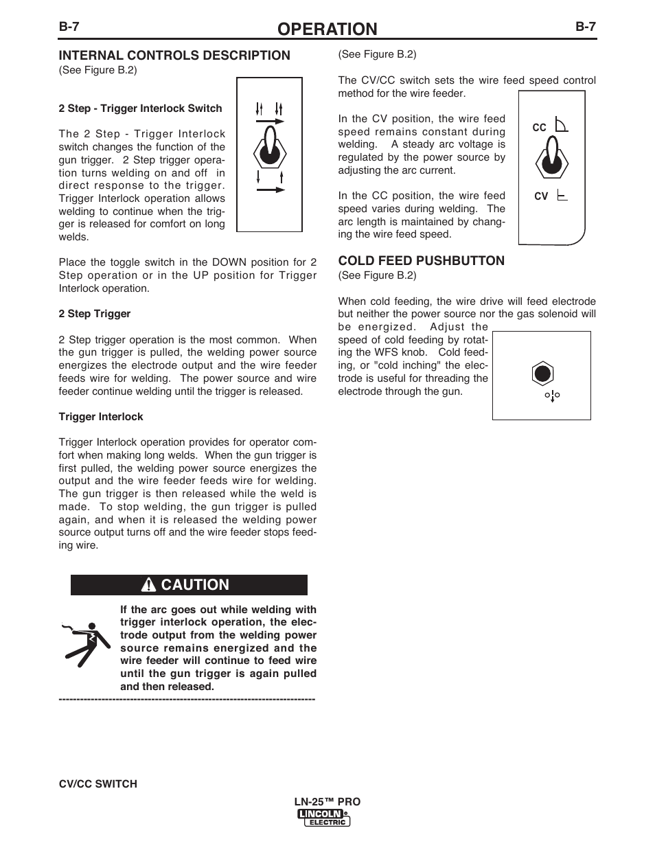 Operation, Caution | Lincoln Electric IM10031 LN-25 PRO User Manual | Page 25 / 43