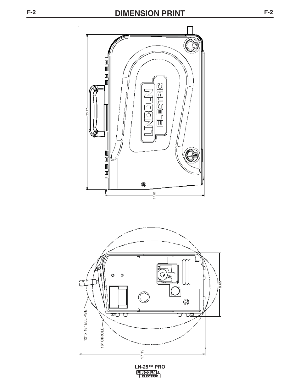 Dimension print | Lincoln Electric IM10031 LN-25 PRO User Manual | Page 40 / 43