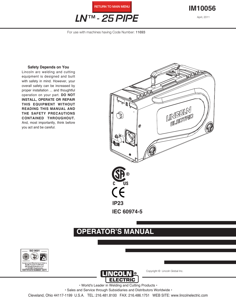 Lincoln Electric IM10056 LN-25 PIPE User Manual | 38 pages