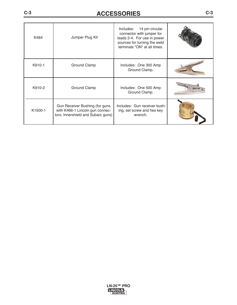 Accessories | Lincoln Electric IM10076 LN-25 PRO User Manual | Page 30 / 64