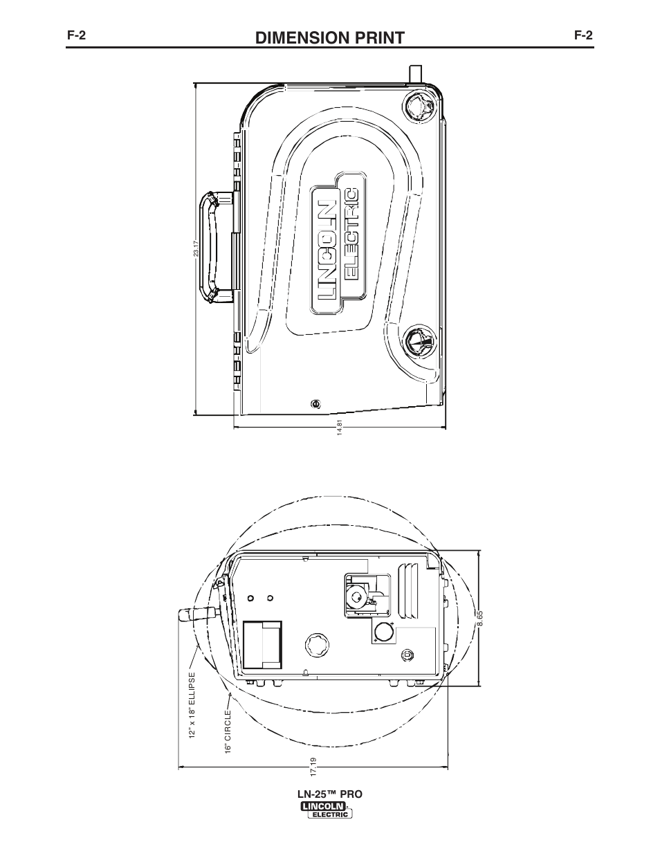 Dimension print | Lincoln Electric IM10076 LN-25 PRO User Manual | Page 39 / 64