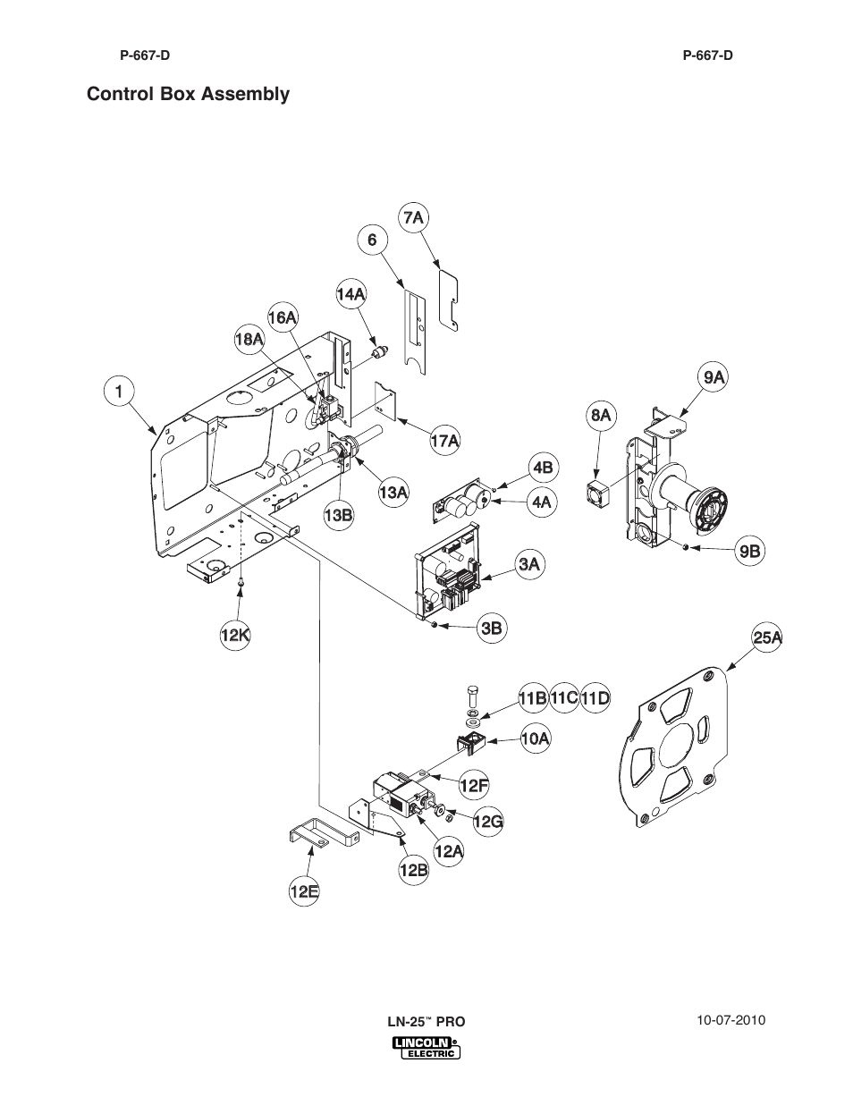 Control box assembly | Lincoln Electric IM10076 LN-25 PRO User Manual | Page 48 / 64