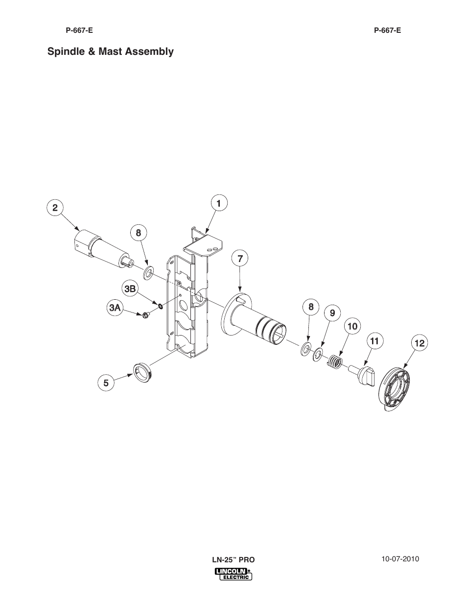 Spindle & mast assembly | Lincoln Electric IM10076 LN-25 PRO User Manual | Page 52 / 64