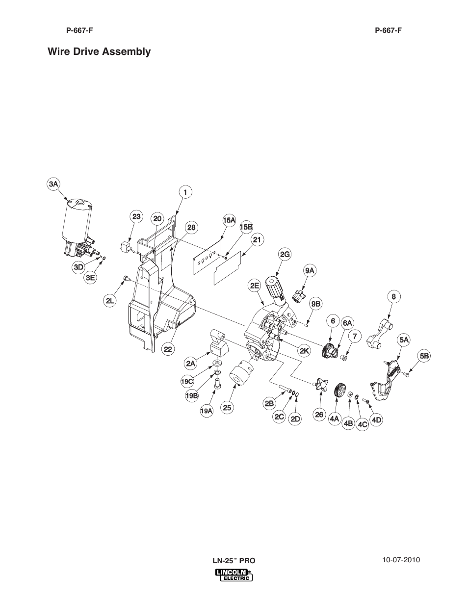 Wire drive assembly | Lincoln Electric IM10076 LN-25 PRO User Manual | Page 54 / 64