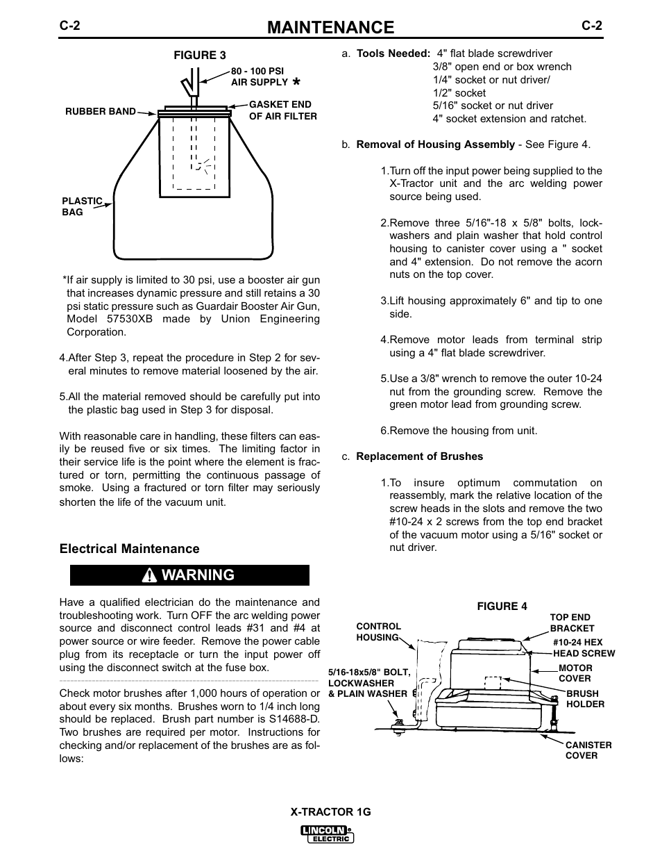 Maintenance, Warning | Lincoln Electric IM281 MAGNUM X-Tractor 1G User Manual | Page 13 / 23