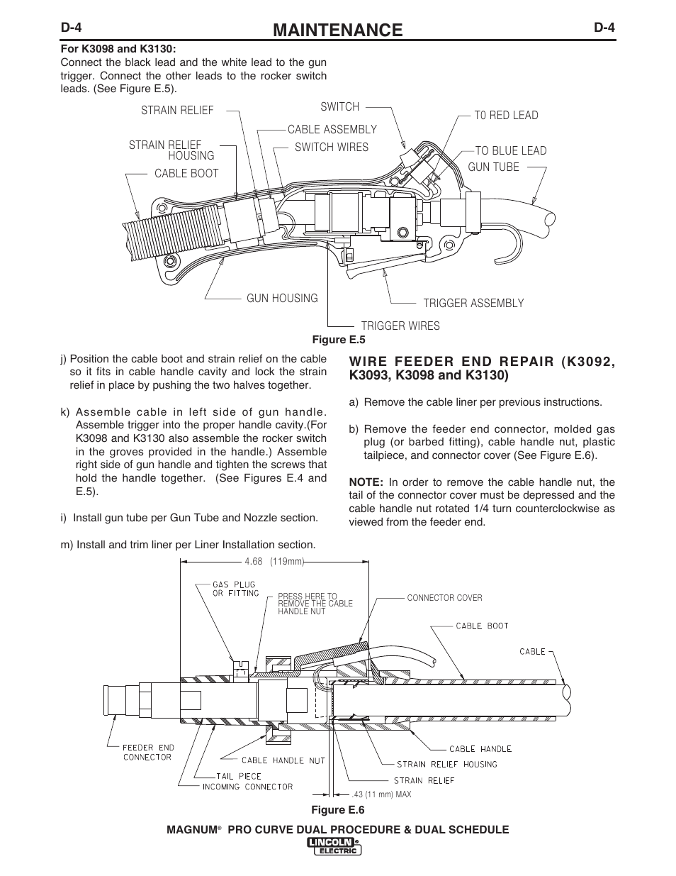 Maintenance | Lincoln Electric IM10104 MAGNUM K3092-,K3093-,K3098-, K3130- PRO CURVE User Manual | Page 19 / 28