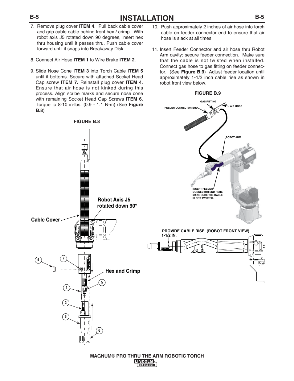 Installation | Lincoln Electric IM10071 MAGNUM PRO THRU THE ARM ROBOTIC TORCH User Manual | Page 16 / 29