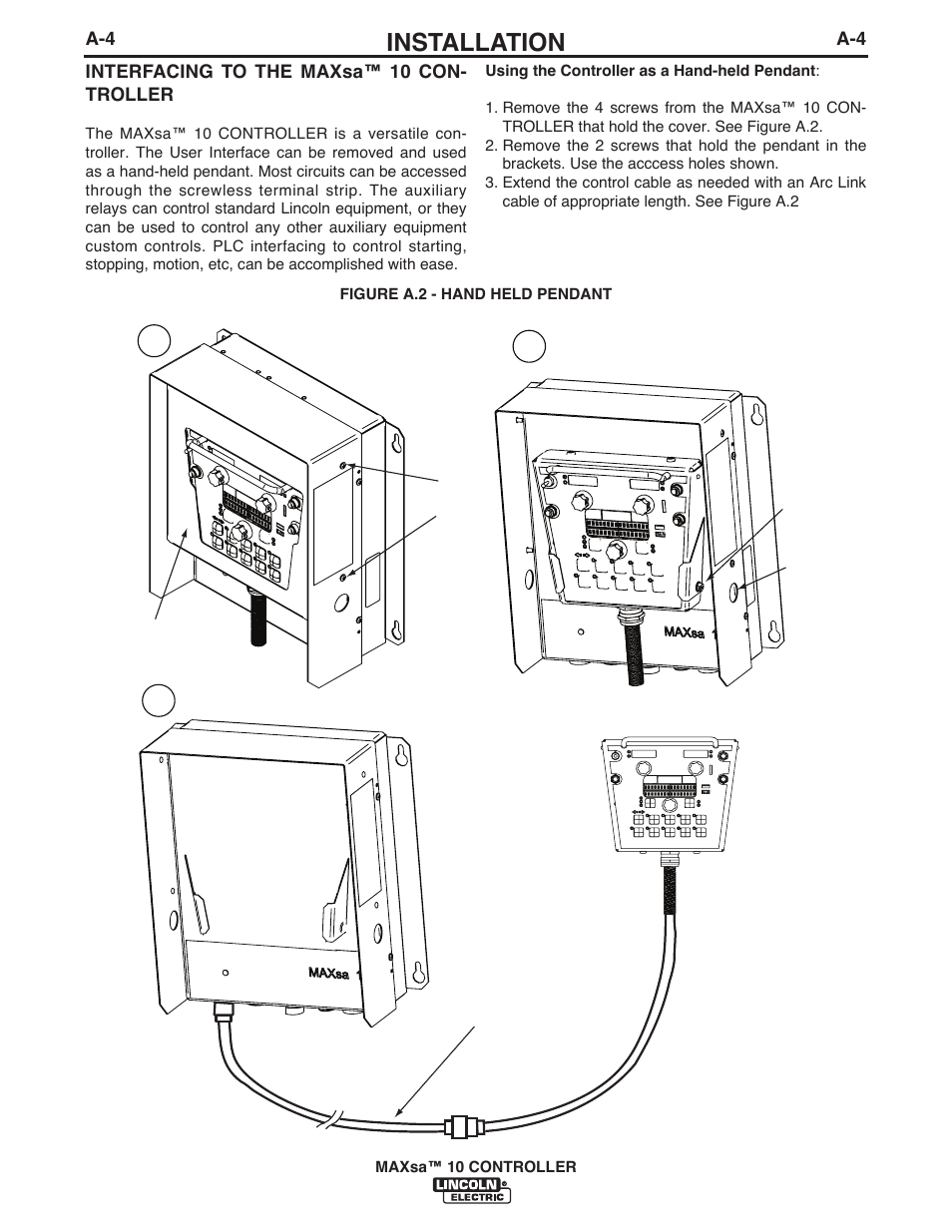 Installation | Lincoln Electric IM10023 MAXsa 10 CONTROLLER User Manual | Page 11 / 48