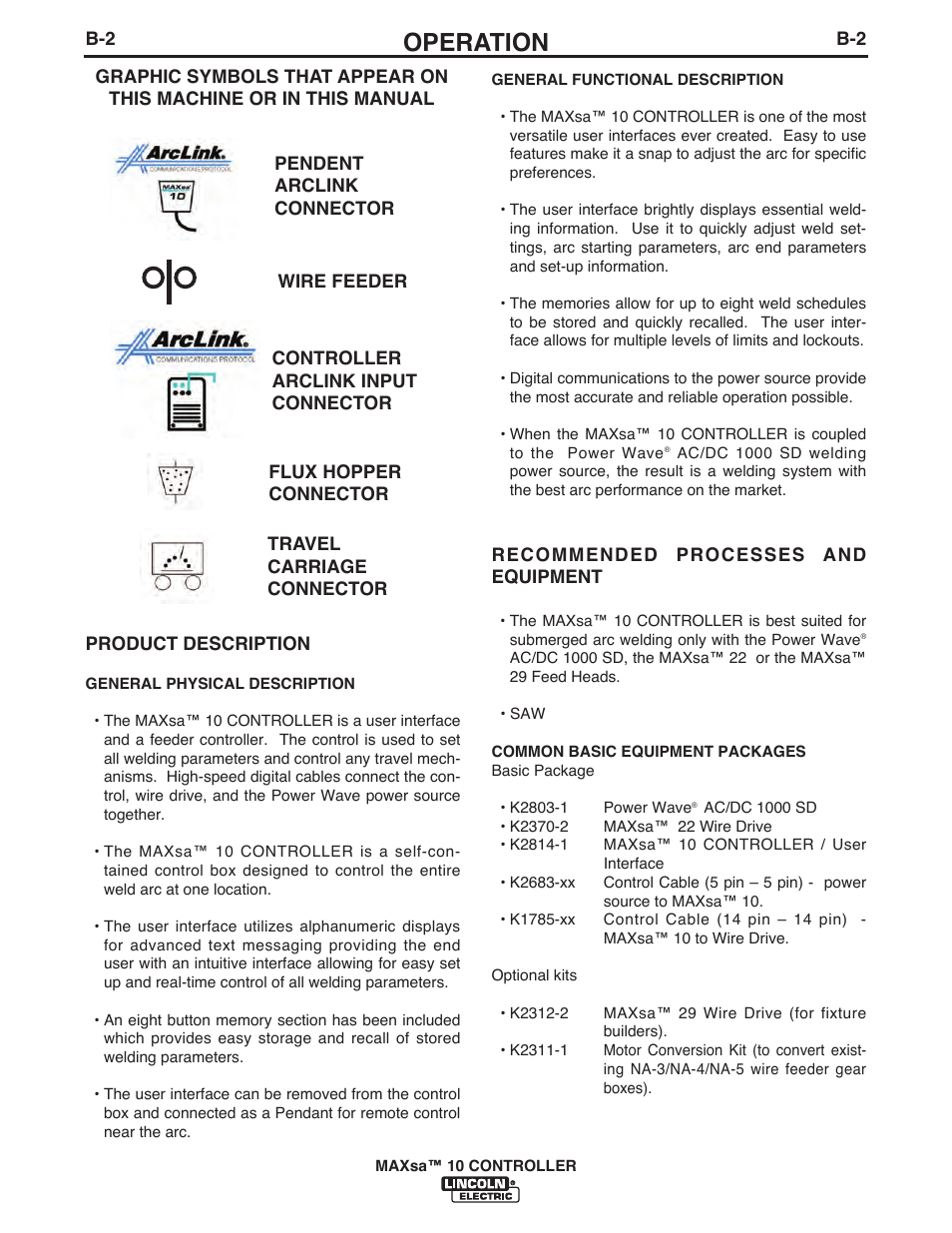 Operation | Lincoln Electric IM10023 MAXsa 10 CONTROLLER User Manual | Page 17 / 48