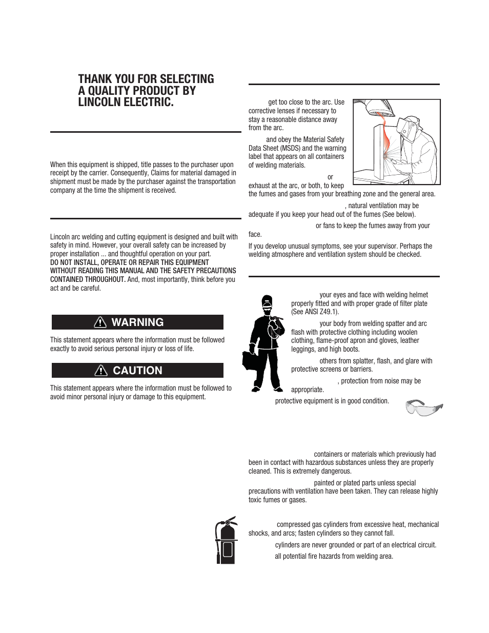 Warning caution | Lincoln Electric IM10126 MAXsa 19 MSA User Manual | Page 2 / 28