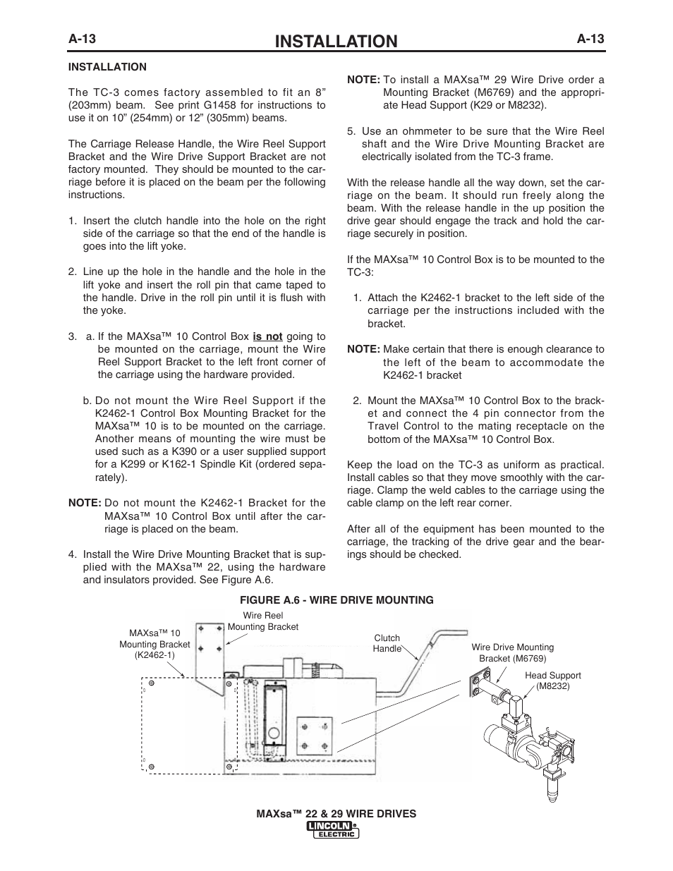 Installation | Lincoln Electric IM10024 MAXsa 22_29 Wire Drive User Manual | Page 20 / 50