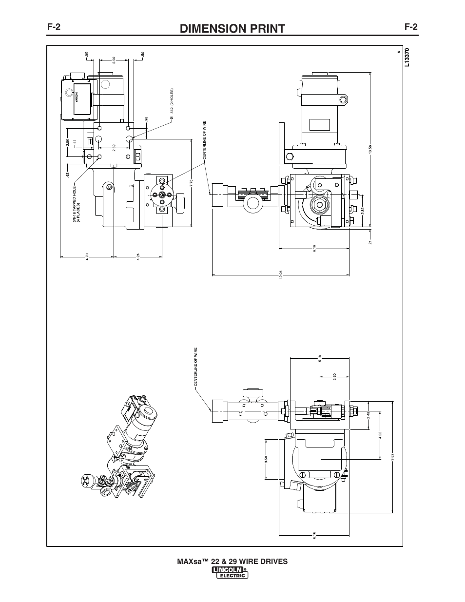 Dimension print | Lincoln Electric IM10024 MAXsa 22_29 Wire Drive User Manual | Page 44 / 50