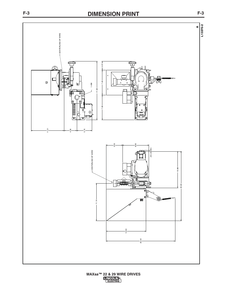 Dimension print, Maxsa™ 22 & 29 wire drives | Lincoln Electric IM10024 MAXsa 22_29 Wire Drive User Manual | Page 45 / 50