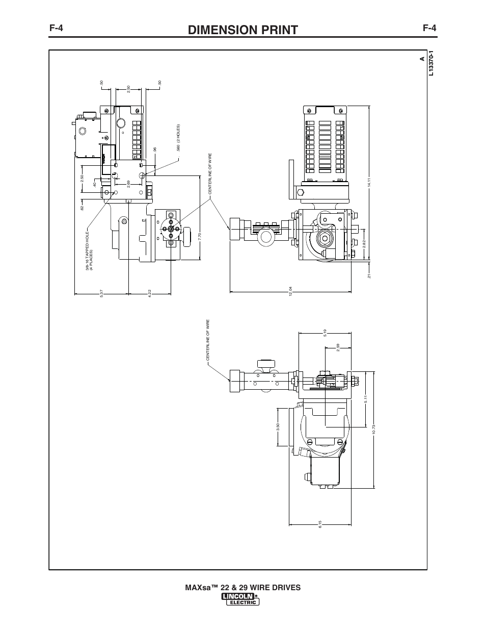 Dimension print, Maxsa™ 22 & 29 wire drives | Lincoln Electric IM10024 MAXsa 22_29 Wire Drive User Manual | Page 46 / 50