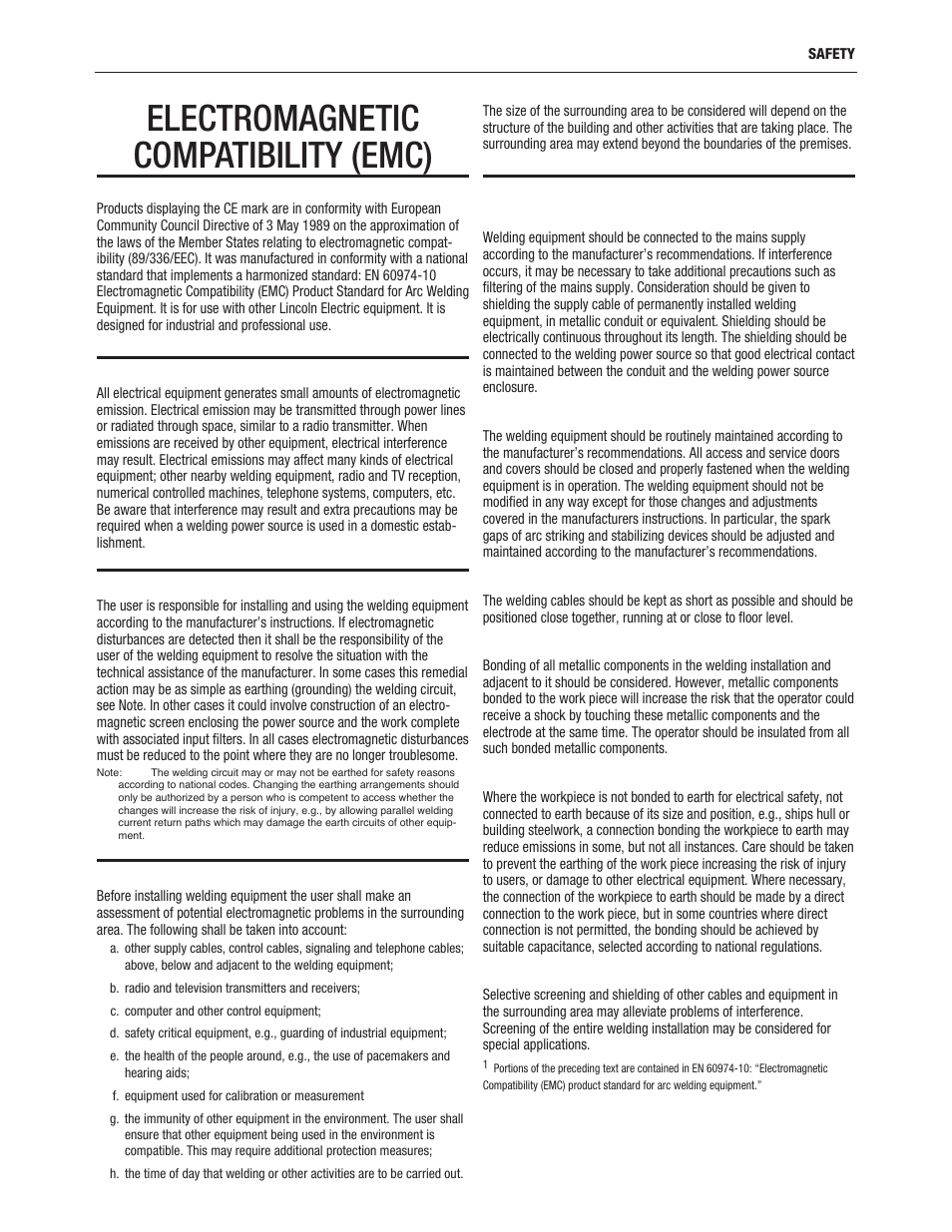 Electromagnetic compatibility (emc) | Lincoln Electric IM10077 POWER FEED 25M User Manual | Page 6 / 92