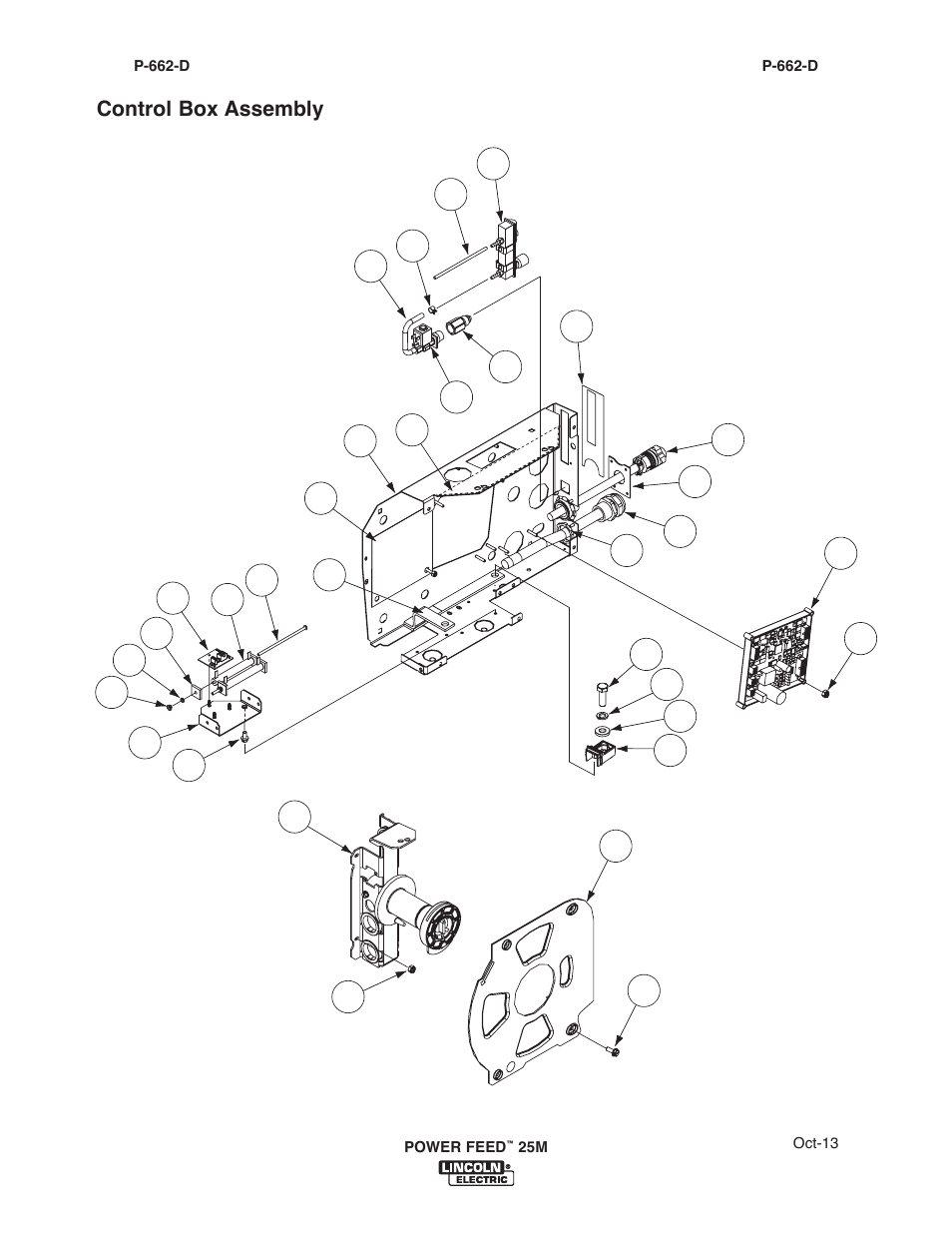 Control box assembly | Lincoln Electric IM10077 POWER FEED 25M User Manual | Page 80 / 92