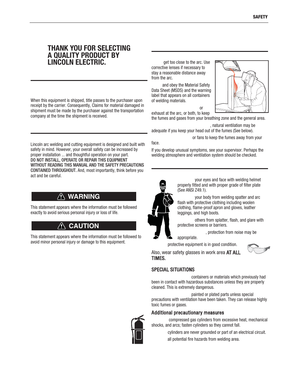 Warning caution | Lincoln Electric IM10180 POWER FEED 25M NNS User Manual | Page 2 / 72