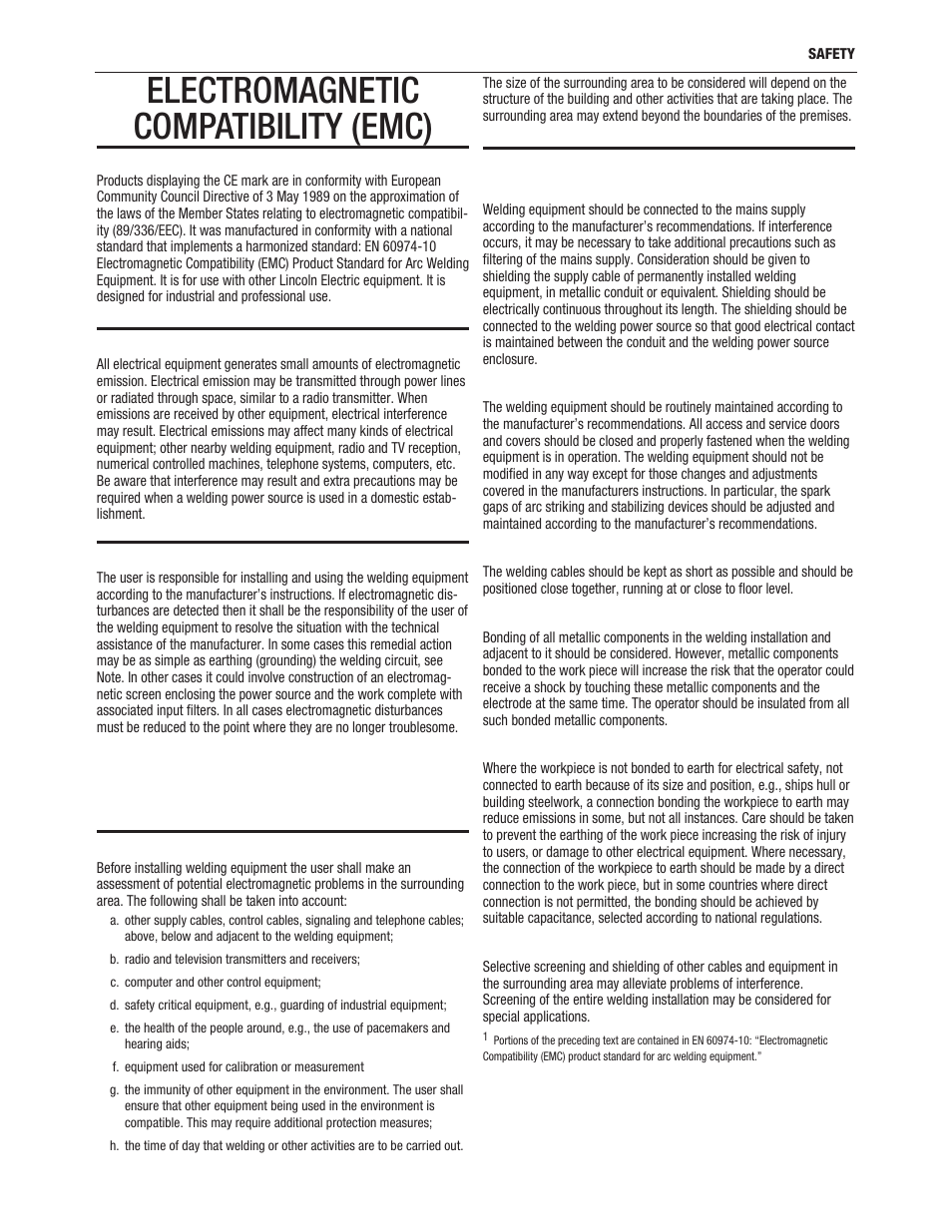 Electromagnetic compatibility (emc) | Lincoln Electric IM10180 POWER FEED 25M NNS User Manual | Page 6 / 72