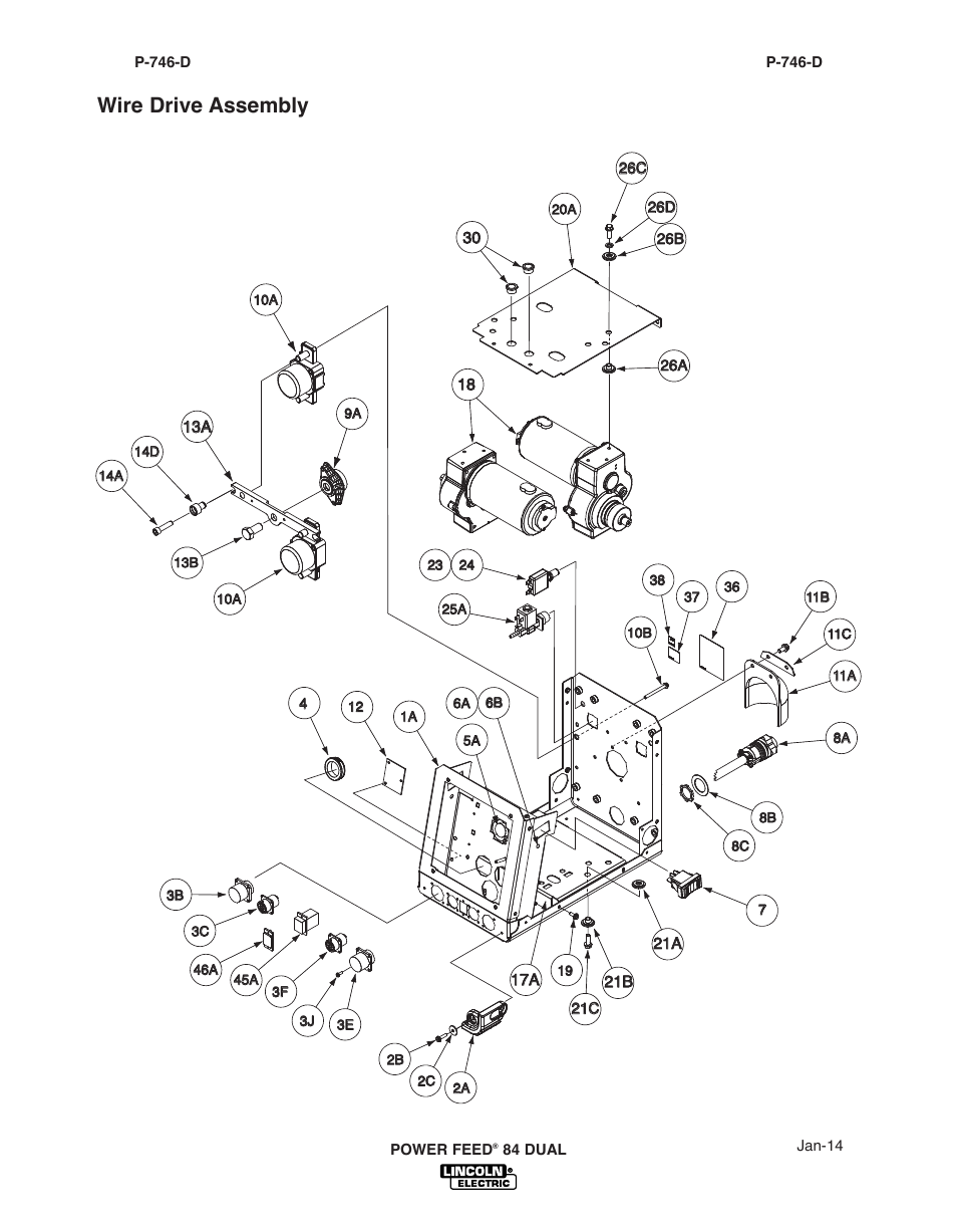Wire drive assembly | Lincoln Electric IM10178 POWER FEED 84 U.I. CONTROL BOX User Manual | Page 100 / 136