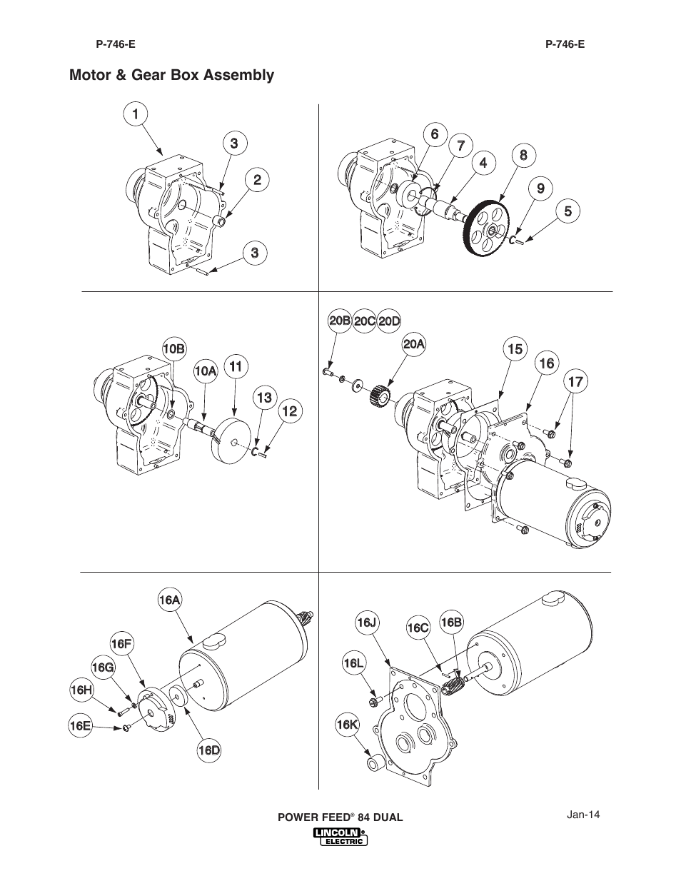 Motor & gear box assembly | Lincoln Electric IM10178 POWER FEED 84 U.I. CONTROL BOX User Manual | Page 104 / 136