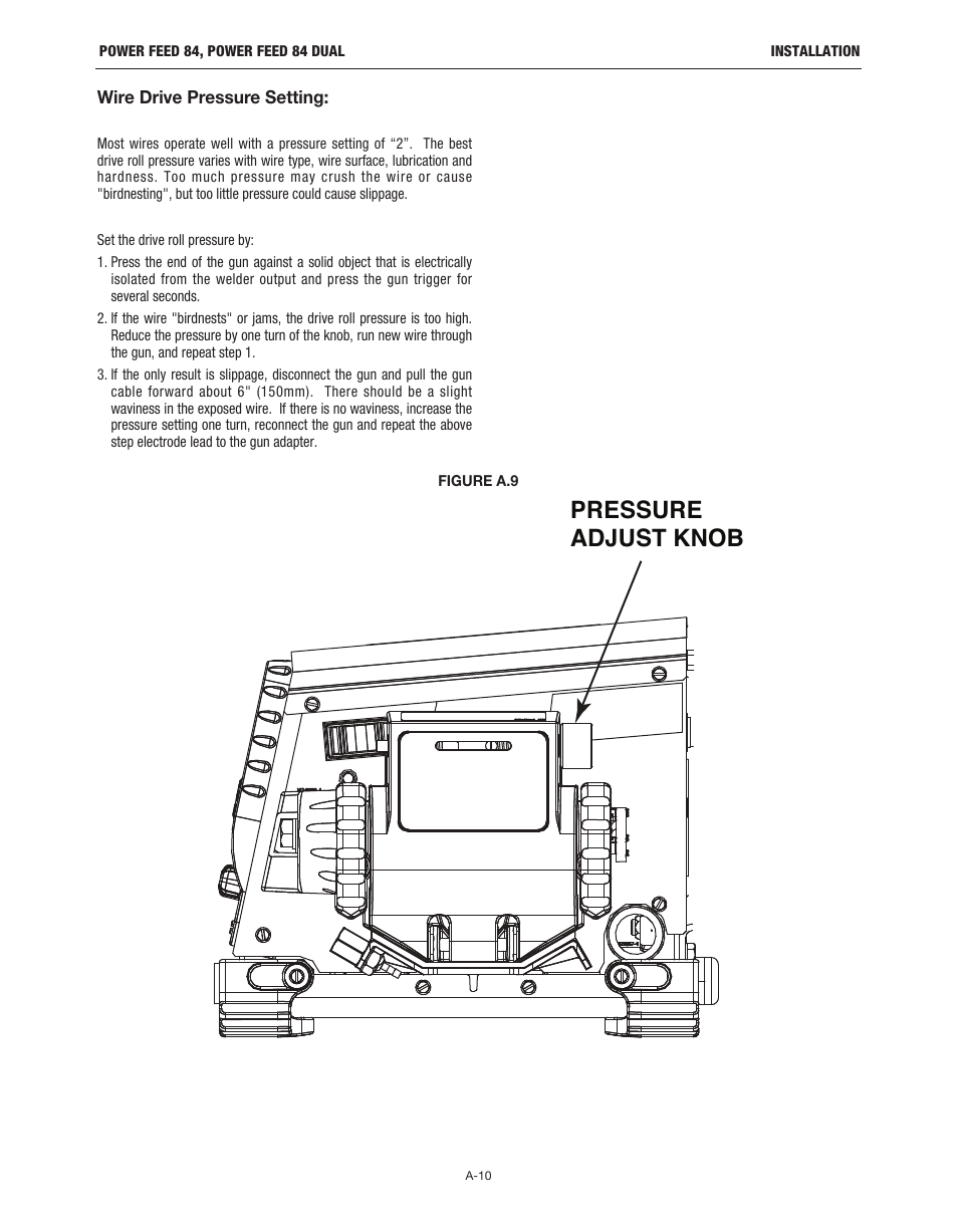 Pressure adjust knob | Lincoln Electric IM10178 POWER FEED 84 U.I. CONTROL BOX User Manual | Page 17 / 136