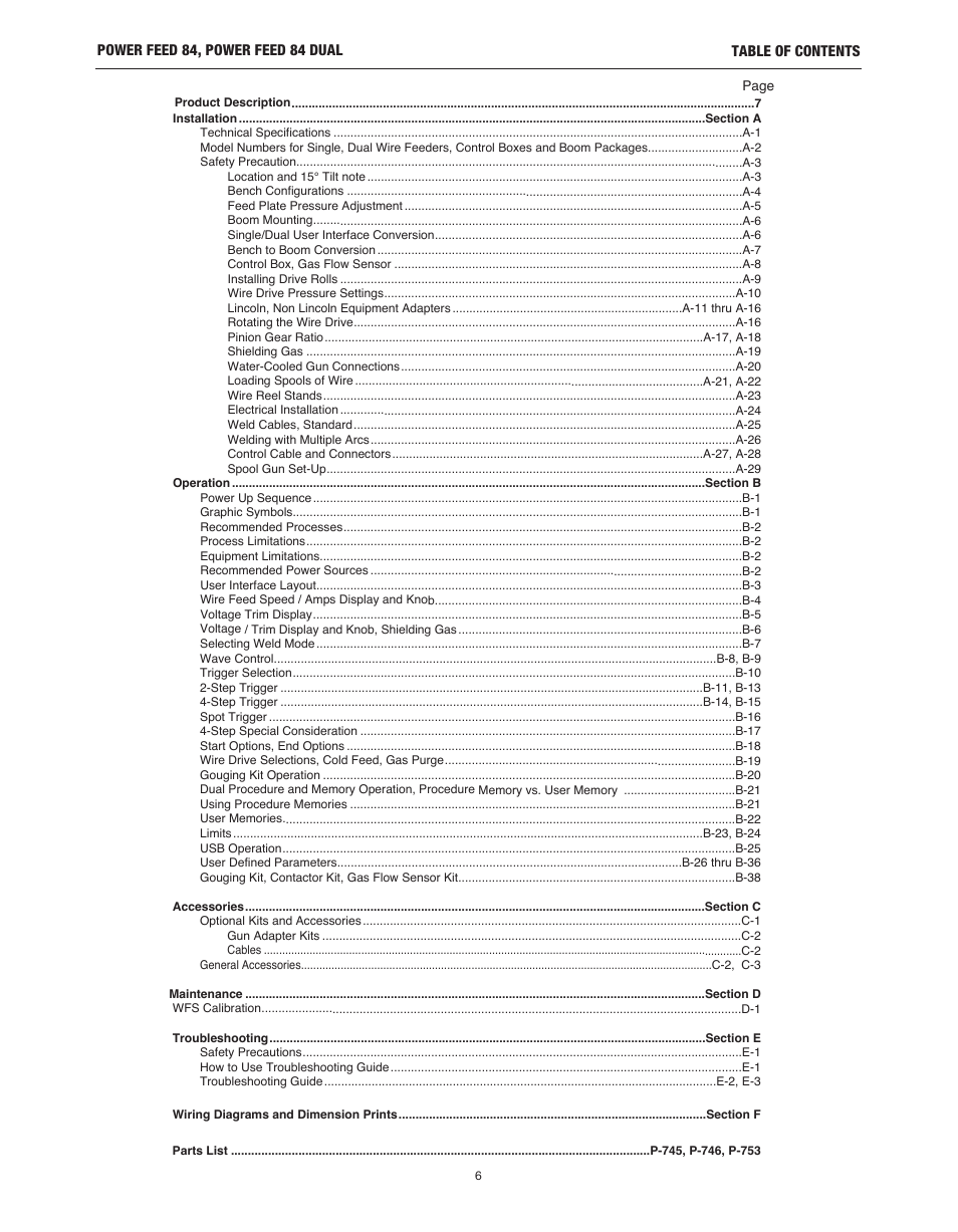 Lincoln Electric IM10178 POWER FEED 84 U.I. CONTROL BOX User Manual | Page 6 / 136