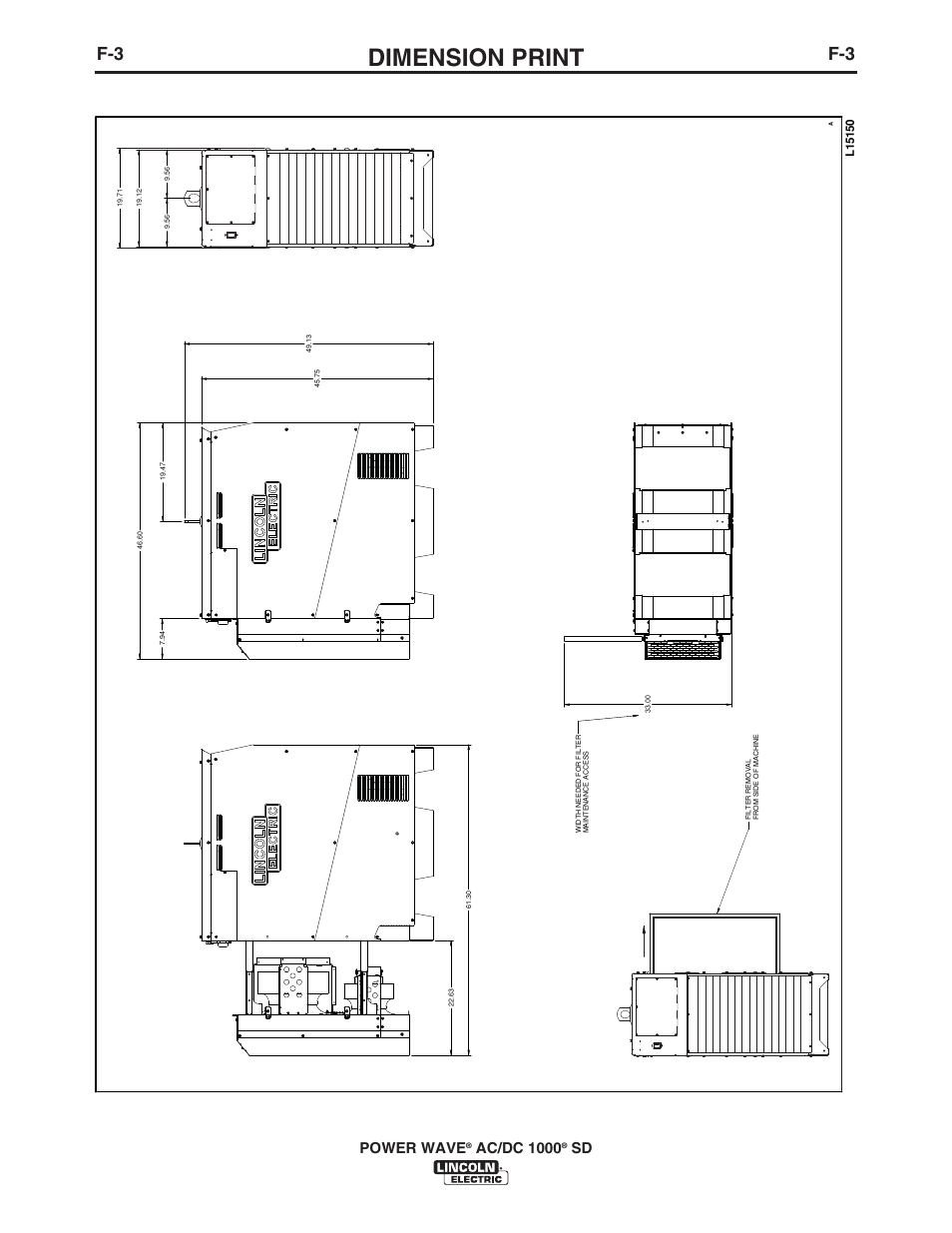 Dimension print, Power wave, Ac/dc 1000 | Lincoln Electric IM10022 POWER WAVE AC_DC 1000 SD User Manual | Page 50 / 54