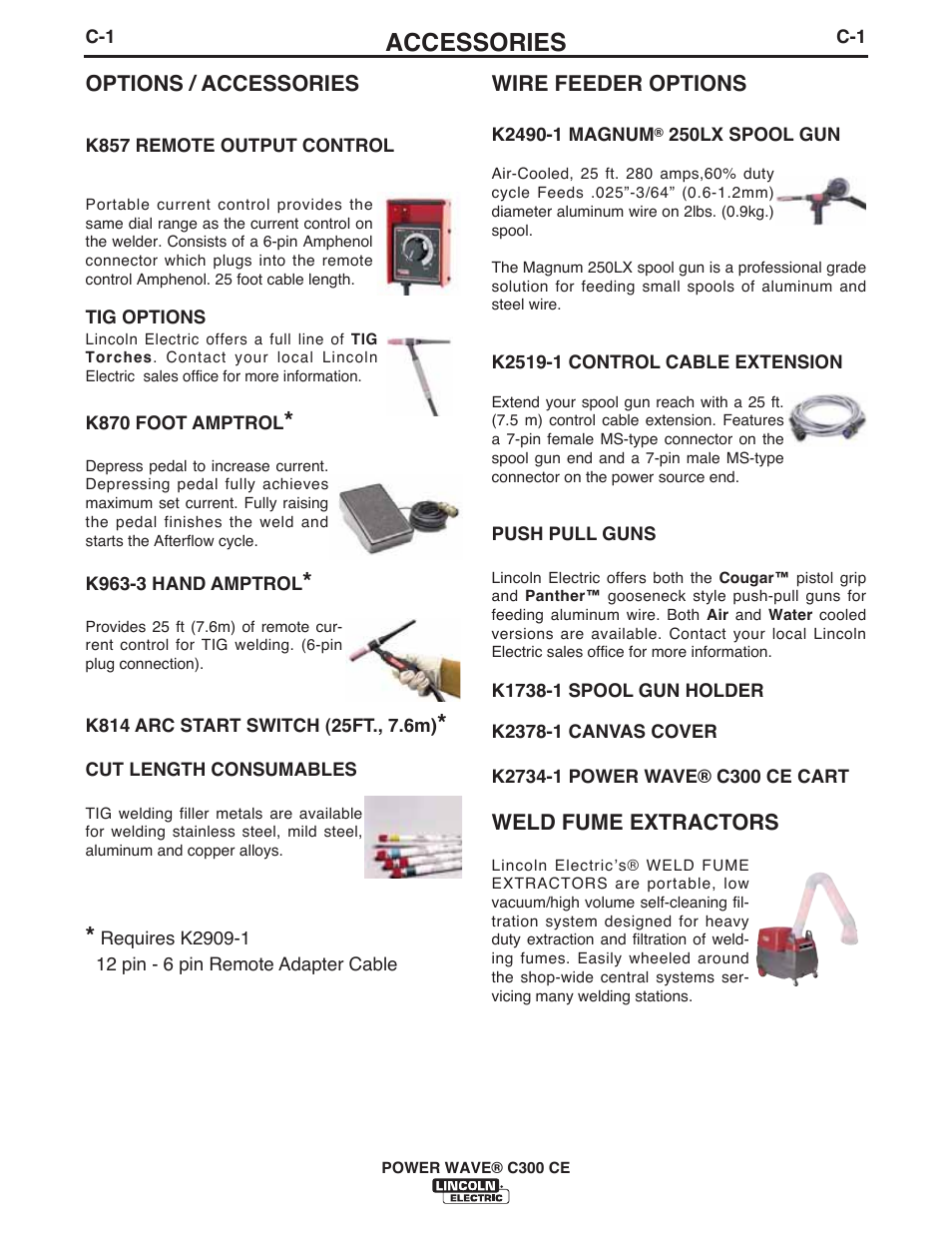 Accessories | Lincoln Electric IM10038 POWER WAVE C300CE User Manual | Page 56 / 72