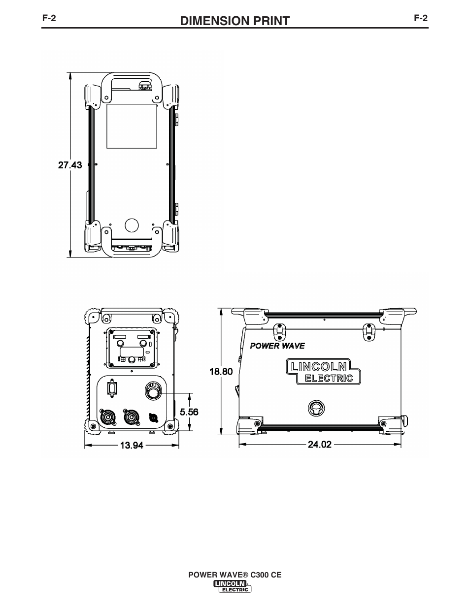 Dimension print | Lincoln Electric IM10038 POWER WAVE C300CE User Manual | Page 67 / 72