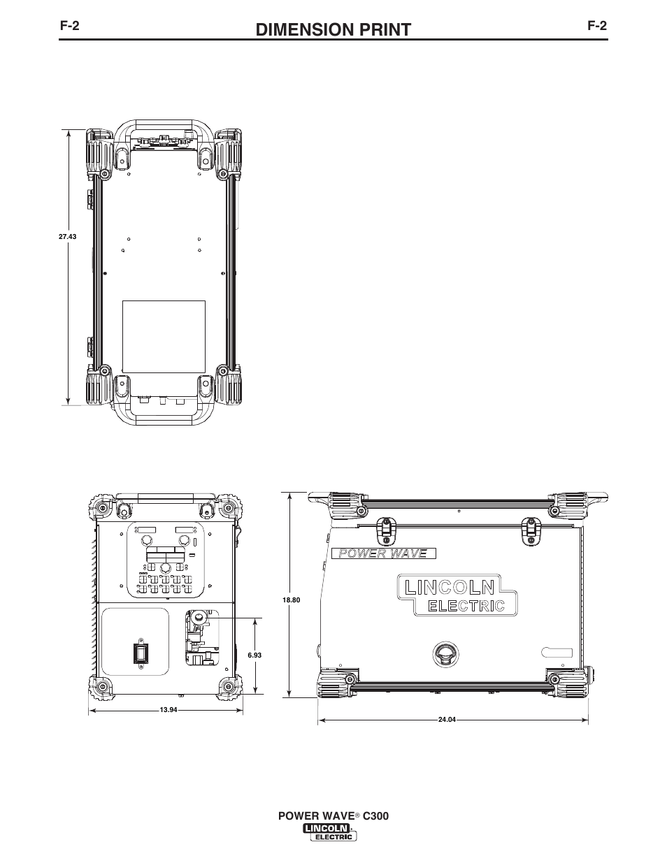 Dimension print | Lincoln Electric IM10040 POWER WAVE C300 User Manual | Page 69 / 75