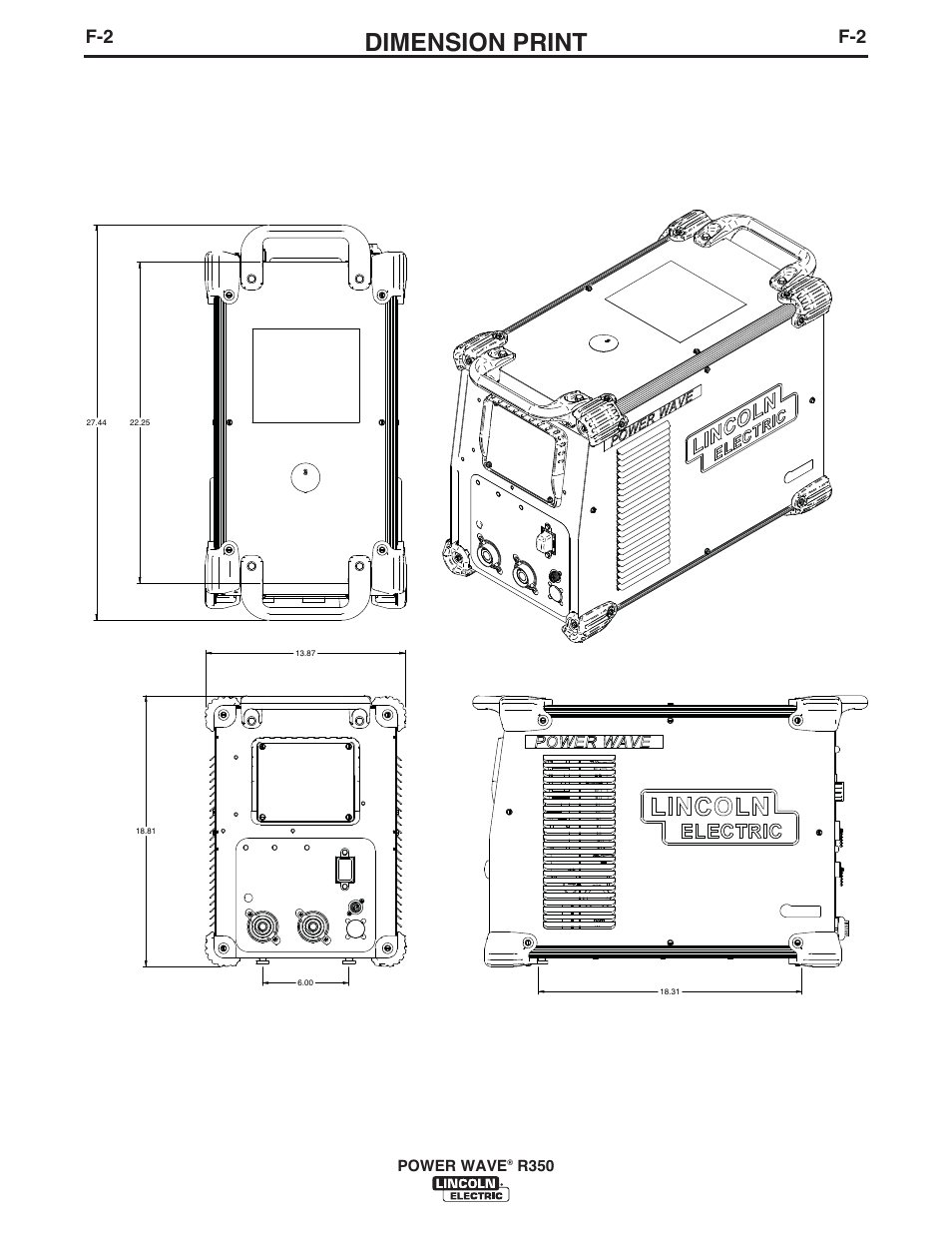 Dimension print | Lincoln Electric IM10083 POWER WAVE R350 User Manual | Page 37 / 42