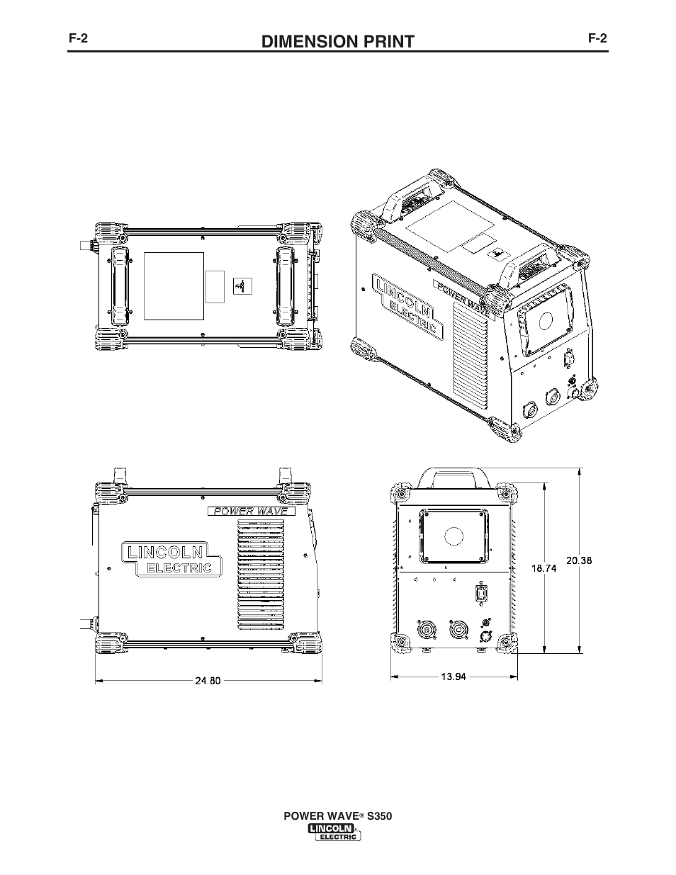 Dimension print | Lincoln Electric IM10007 POWER WAVE S350 User Manual | Page 40 / 60