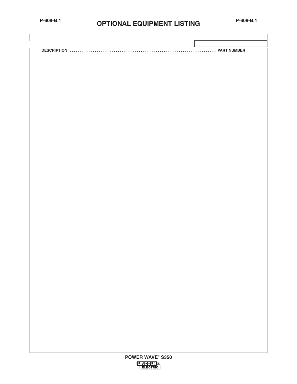 Optional equipment listing | Lincoln Electric IM10007 POWER WAVE S350 User Manual | Page 44 / 60