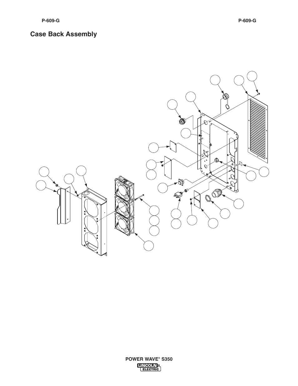 Case back assembly | Lincoln Electric IM10007 POWER WAVE S350 User Manual | Page 56 / 60