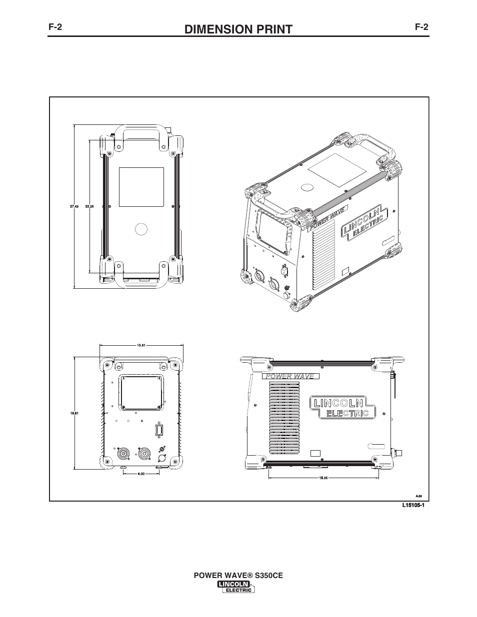 Dimension print, Power wave® s350ce | Lincoln Electric IM10029 POWER WAVE S350CE User Manual | Page 40 / 43