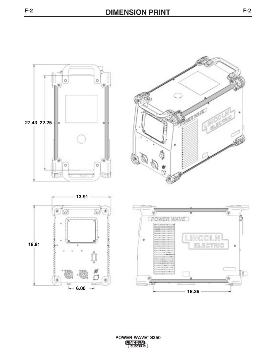 Dimension print | Lincoln Electric IM10061 POWER WAVE S350 User Manual | Page 39 / 42