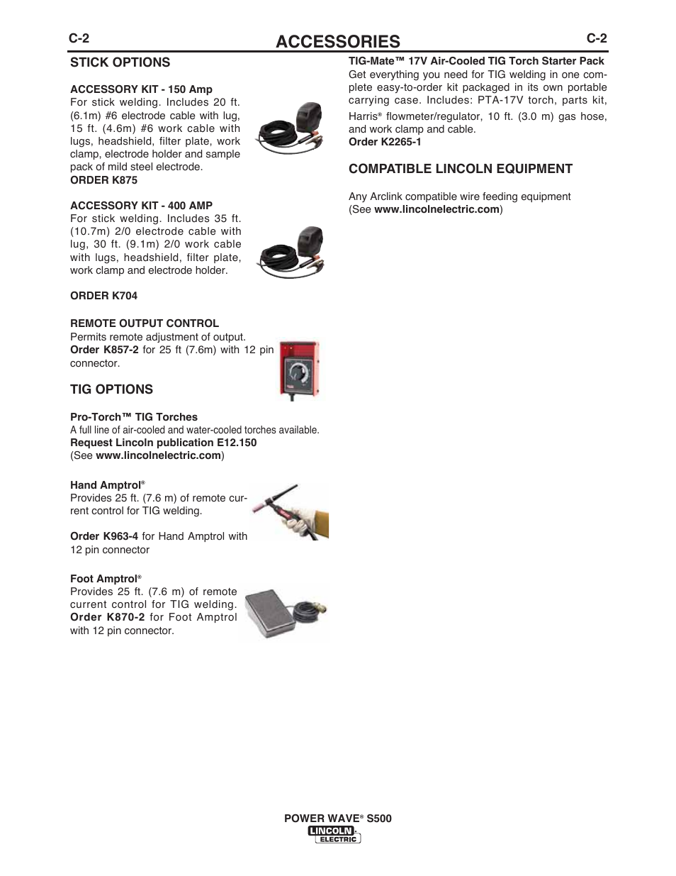 Accessories | Lincoln Electric IM10118 POWER WAVE S500 User Manual | Page 28 / 60