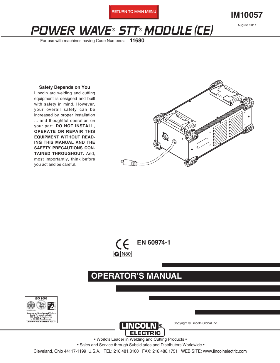 Lincoln Electric IM10057 POWER WAVE STT MODULE (CE) User Manual | 34 pages