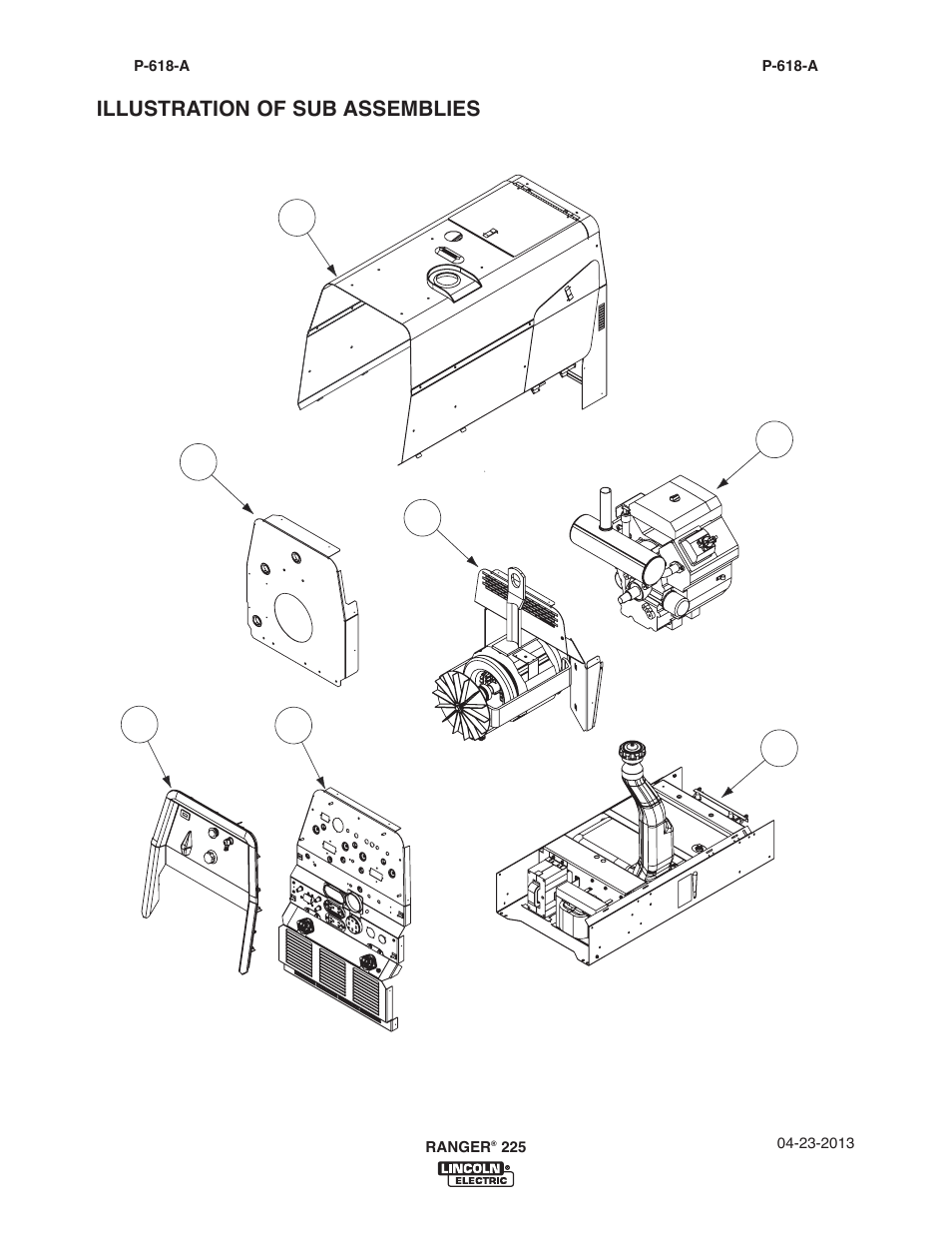 Illustration of sub assemblies | Lincoln Electric IM10017 RANGER 225 User Manual | Page 34 / 56