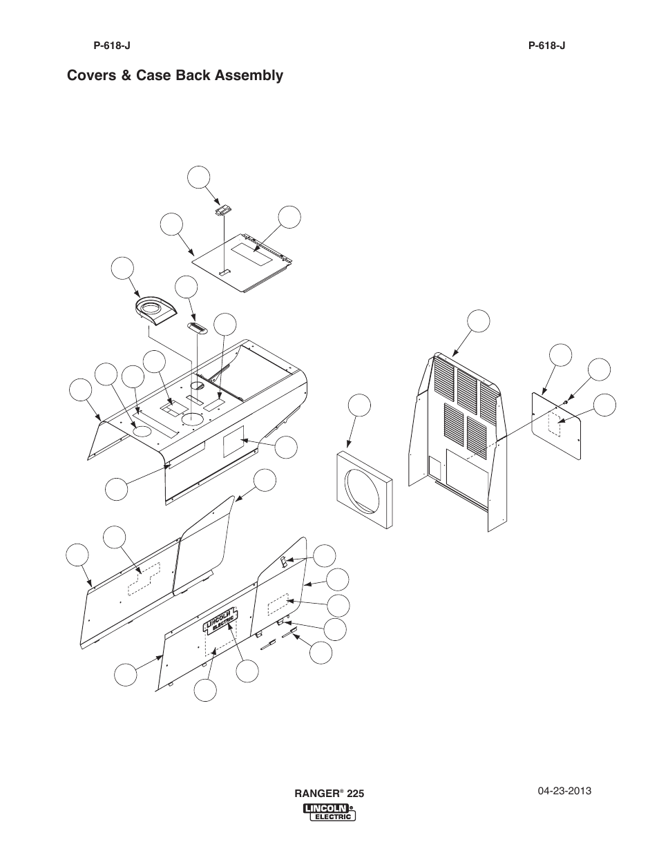 Covers & case back assembly | Lincoln Electric IM10017 RANGER 225 User Manual | Page 50 / 56