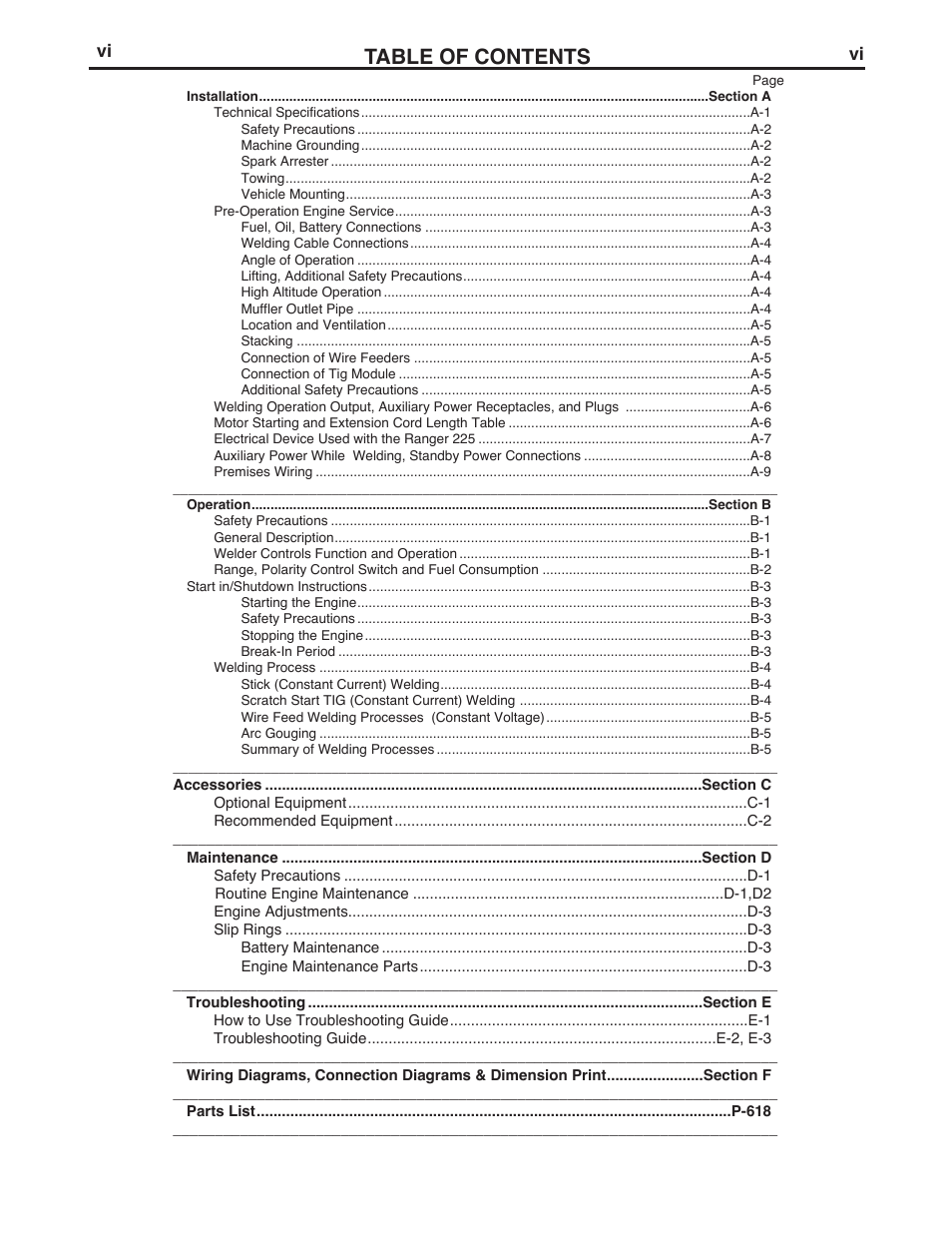 Lincoln Electric IM10017 RANGER 225 User Manual | Page 6 / 56