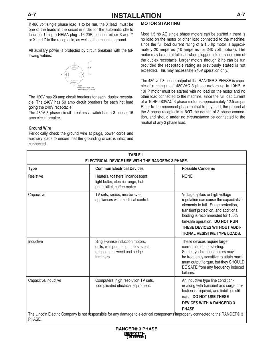 Installation | Lincoln Electric IM10030 RANGER 3 PHASE User Manual | Page 14 / 36