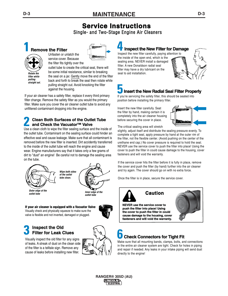 Service instructions, Maintenance | Lincoln Electric IM10053 RANGER 305 D (AU) User Manual | Page 27 / 72