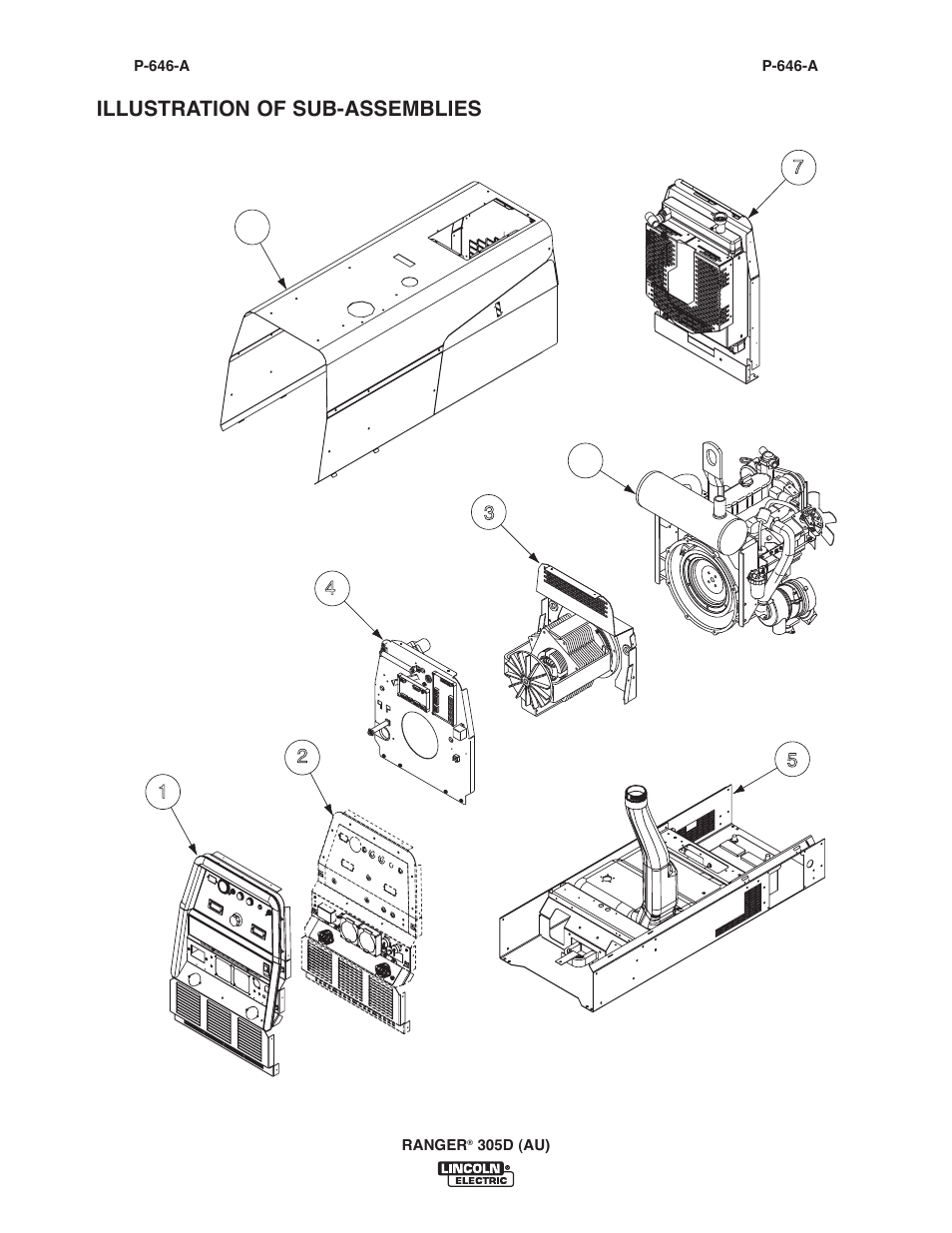 Illustration of sub-assemblies | Lincoln Electric IM10053 RANGER 305 D (AU) User Manual | Page 50 / 72