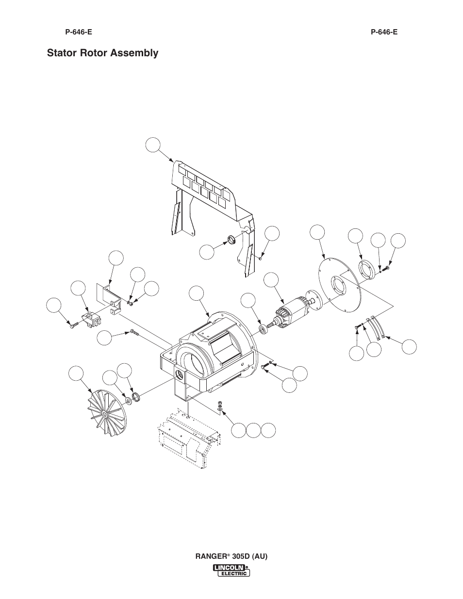 Stator rotor assembly | Lincoln Electric IM10053 RANGER 305 D (AU) User Manual | Page 56 / 72