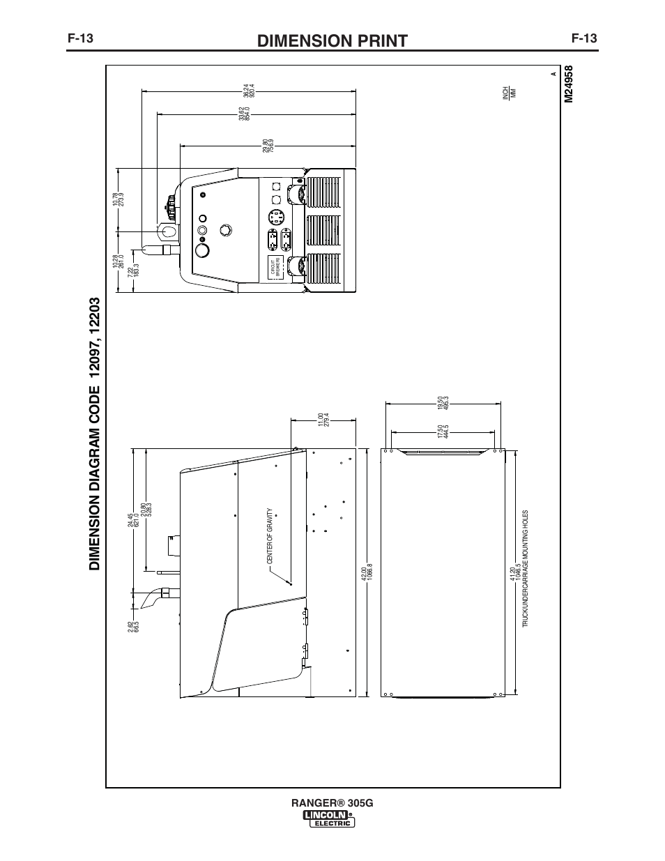 Dimension print, F-13 | Lincoln Electric IM10042 RANGER 305 G User Manual | Page 47 / 68