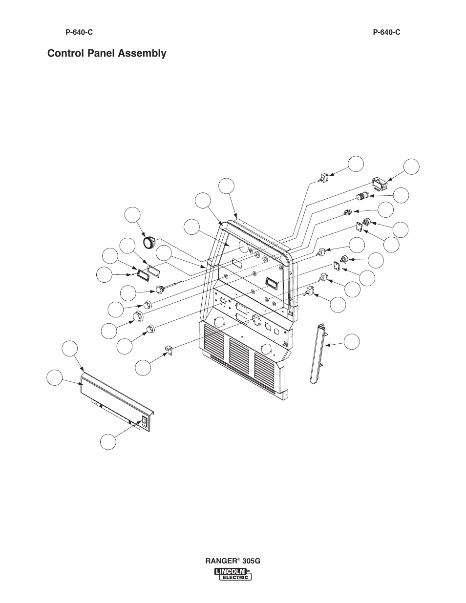 Control panel assembly | Lincoln Electric IM10042 RANGER 305 G User Manual | Page 52 / 68