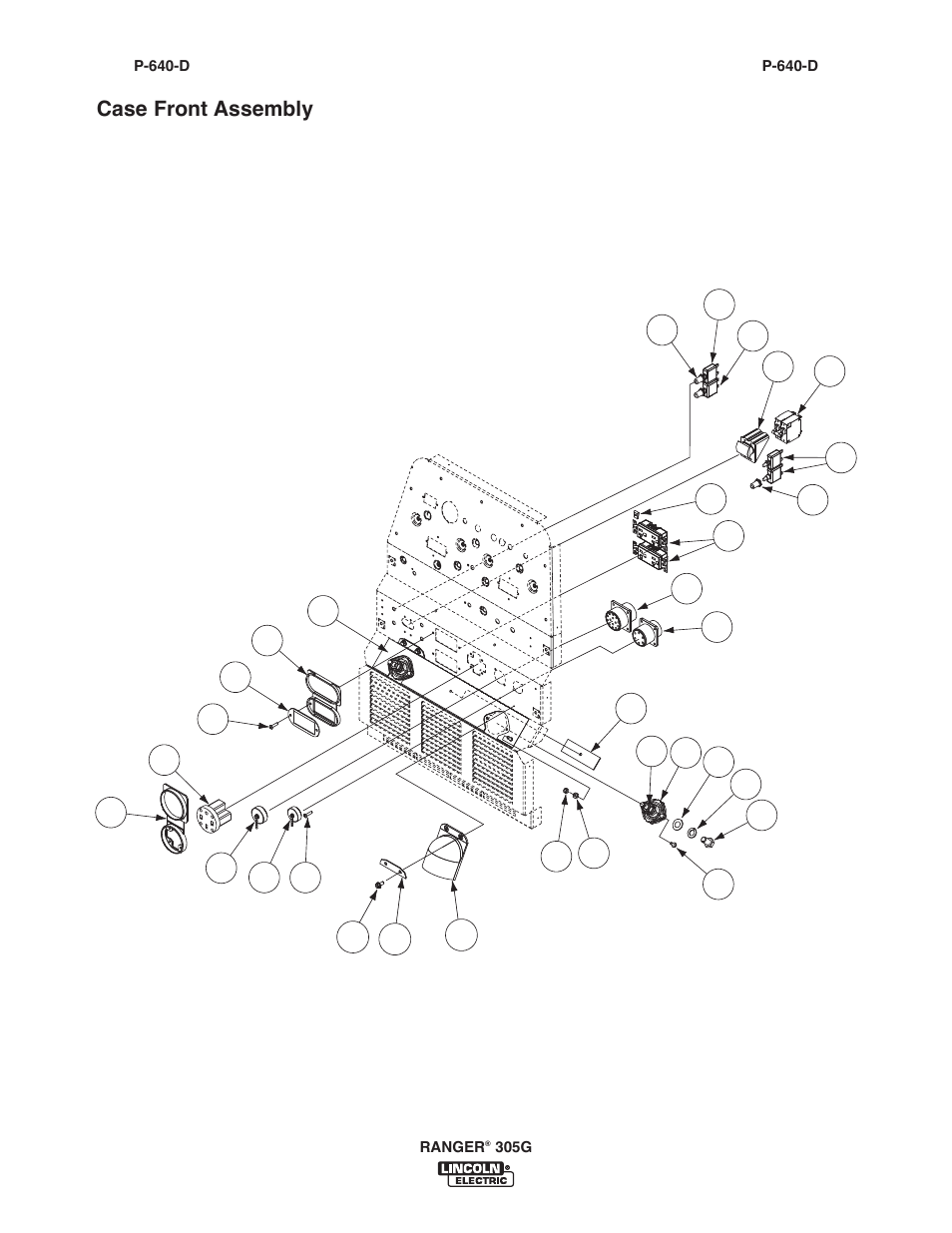 Case front assembly | Lincoln Electric IM10042 RANGER 305 G User Manual | Page 54 / 68