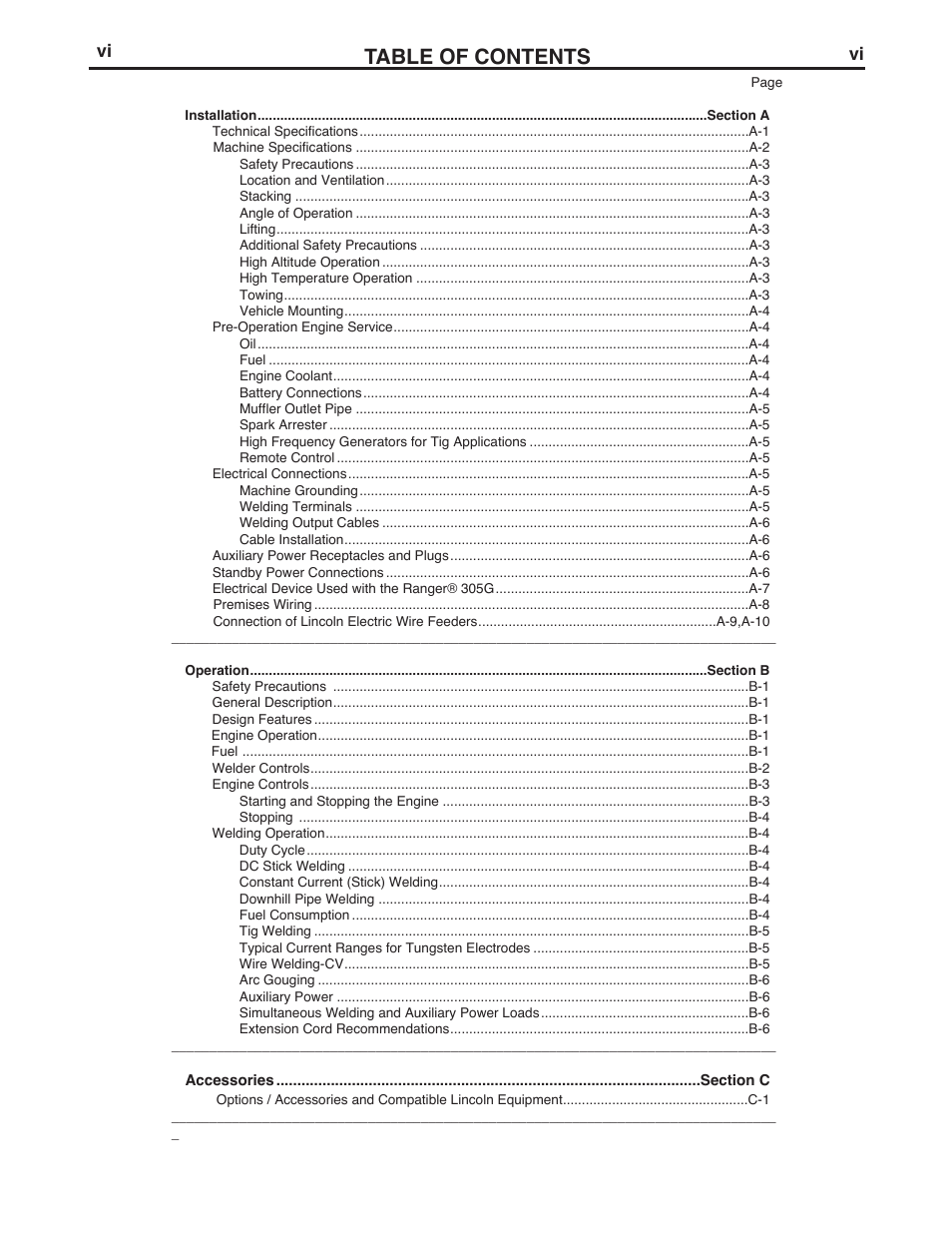 Lincoln Electric IM10042 RANGER 305 G User Manual | Page 6 / 68