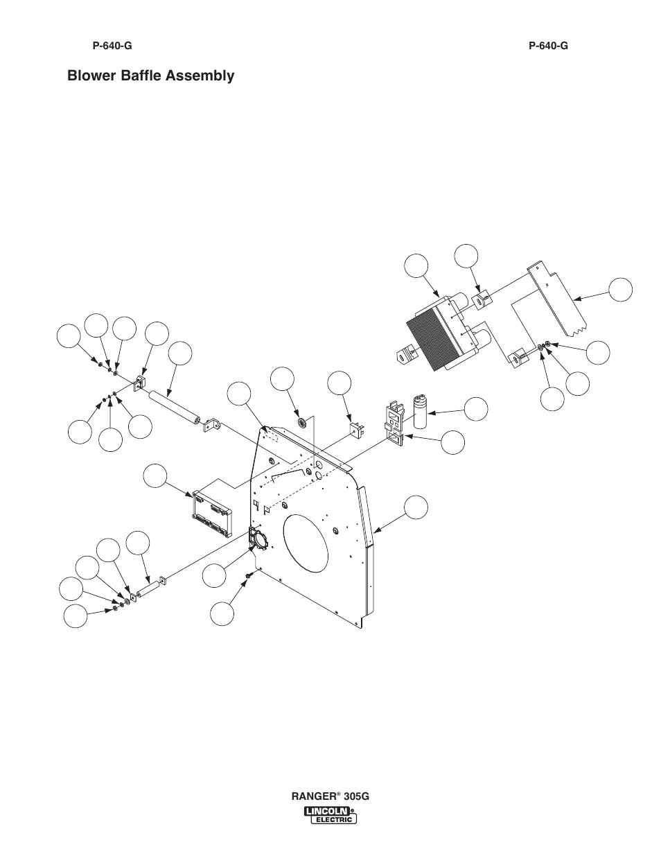 Blower baffle assembly | Lincoln Electric IM10042 RANGER 305 G User Manual | Page 62 / 68